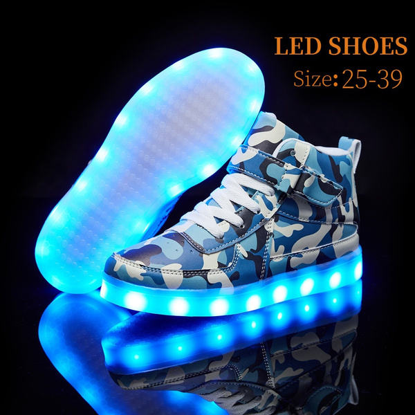 satisfied Unisex LED Light USB Charging Breathable Skate Shoes