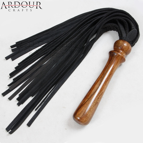 Genuine Real Leather Flogger Bull Hide Thick Leather Wood Handle Whip 25 Tails