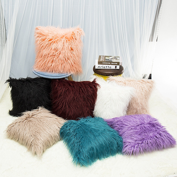 18" Soft Fur Fluffy Plush Throw Pillow Cases Home Decor Sofa Waist Cushion Cover