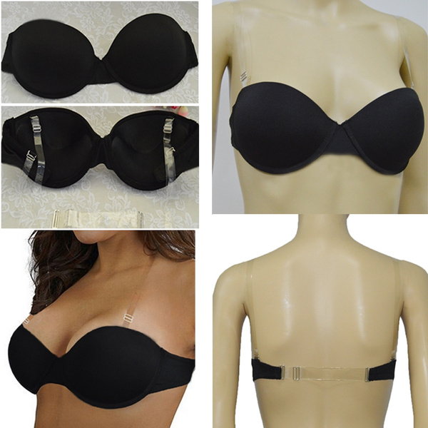 Multiway X-type back strap Transparent strap push up women bra ABC Cup Strapless