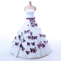 plus size purple and white wedding dresses