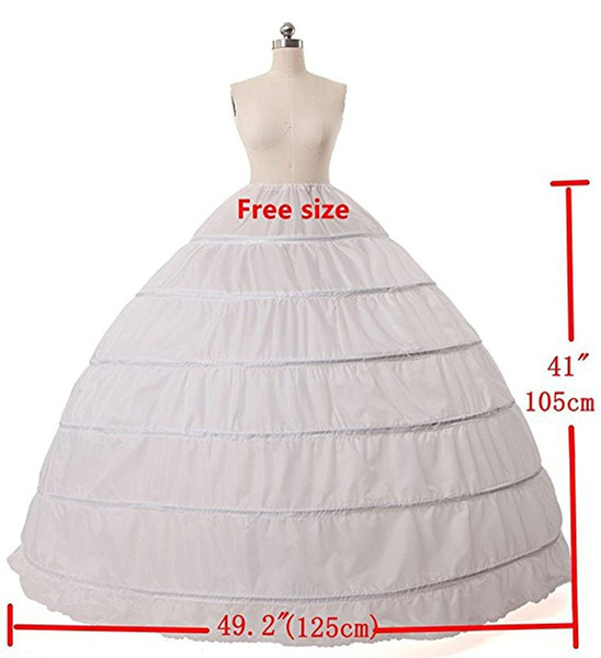 WOWBRIDAL Women 6 Hoops Skirt Crinoline Petticoats Slips Floor Length for Bridal Gown