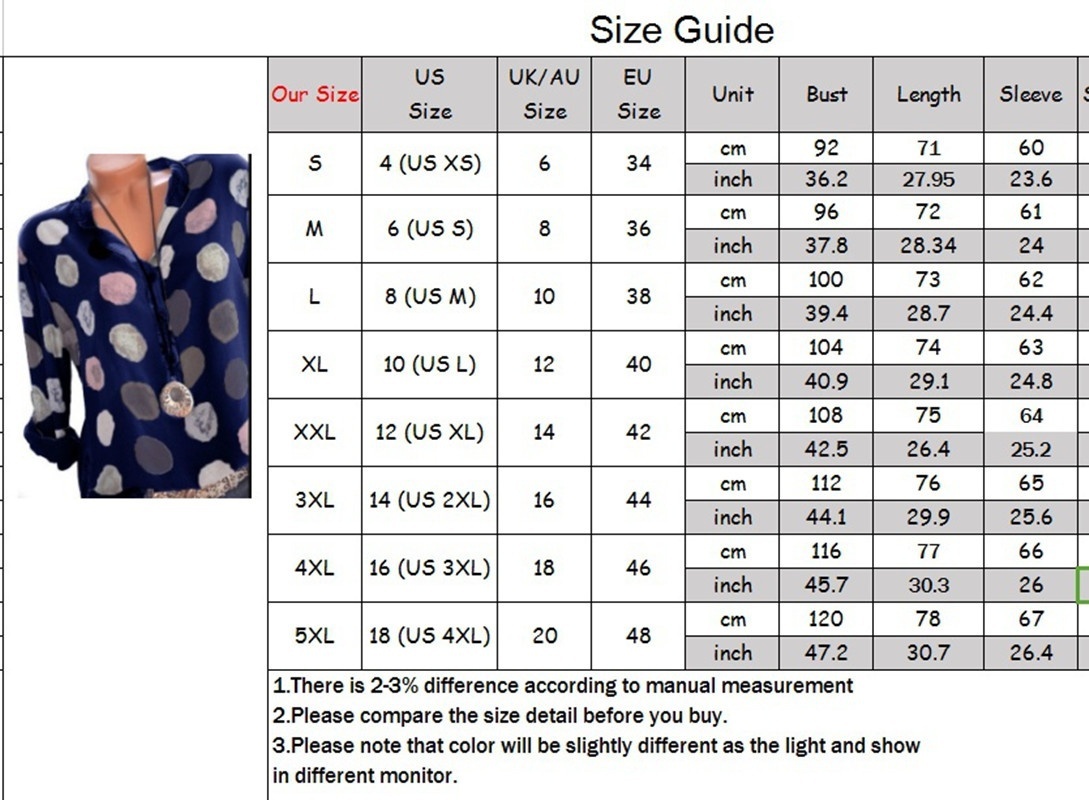 Size Chart For Wish