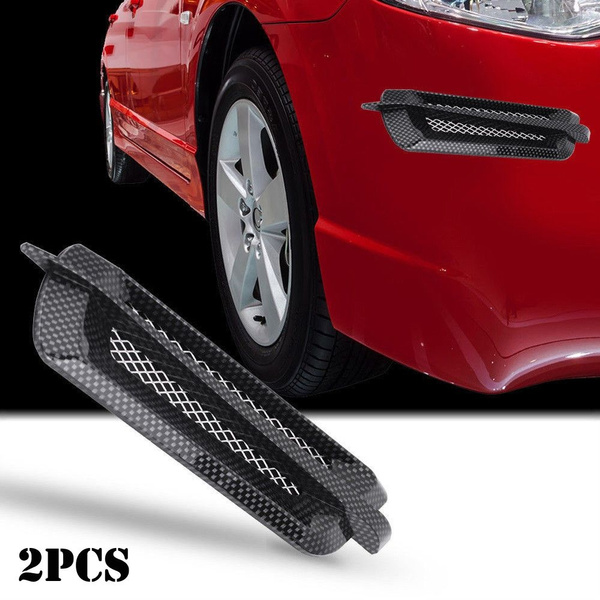2pcs Carbon Fiber Sticker Car Exterior Air Flow Intake Grille Vent Cover Hood