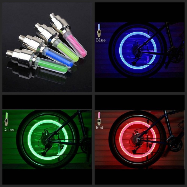 2 Bicycle Bike Tyre Wheel Flash LED Valve Stem Cap Light Blue