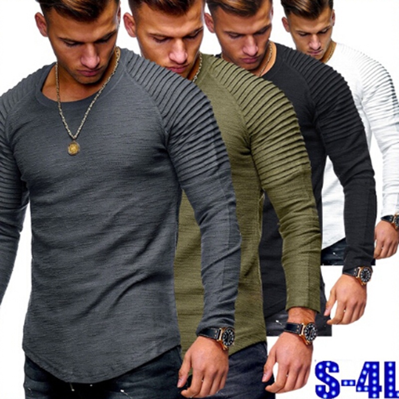 Men Long Sleeve Fashion Slim Bodycon Casual Street Style T-Shirt Tops ...