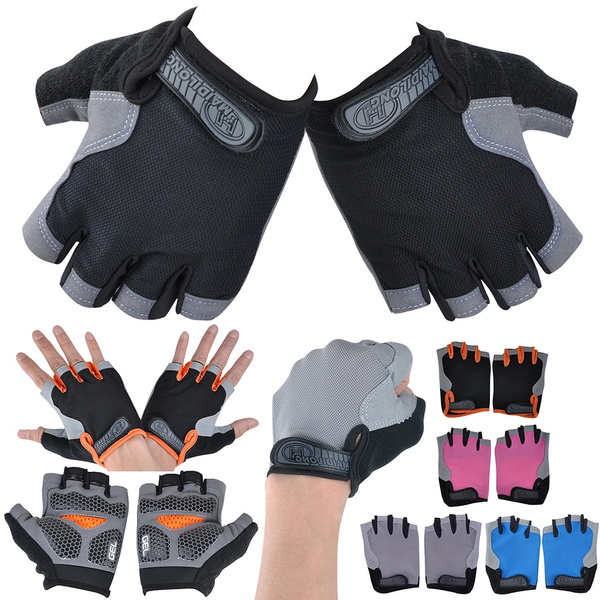 NEW MENS LEATHER LYCRA WEIGHT TRAINING CYCLE FITNESS GLOVES FINGERLESS  XL