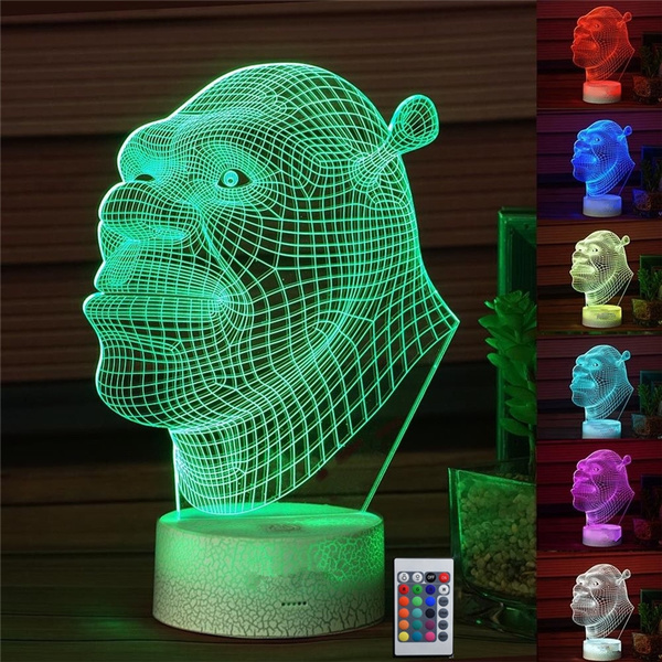 Shrek 3d Led Night Light Remote Control Touch Lamp Gift 16 Color