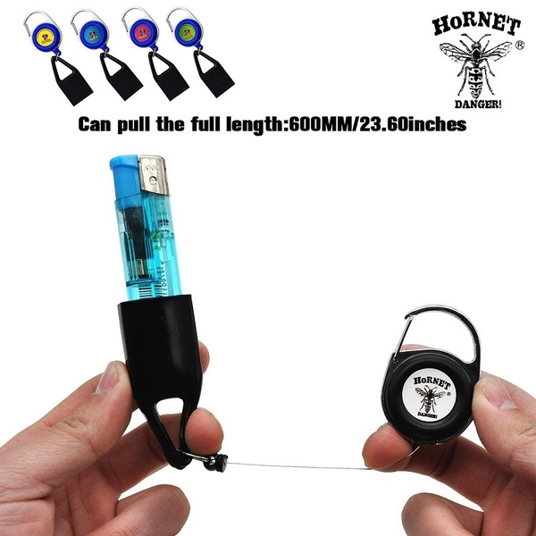 Premium Lighter Leash Retractable Keychain Clip Blue