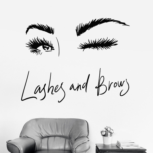Eyelash Decals Wall Decal Butterfly Window Sticker Beauty Salon Lashes and Brows
