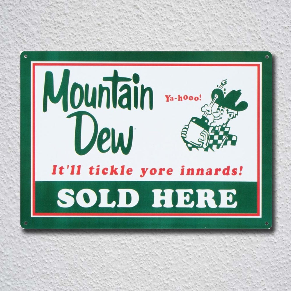 TIN SIGN "Mountain Dew Old Man" Beverages Signs Garage Wall Decor