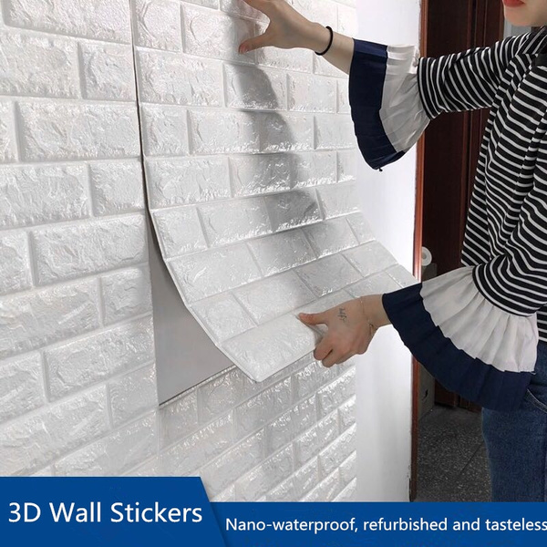 20Pcs 3D PE Foam Brick Self-adhesive Home Wall Sticker Home Room Decor