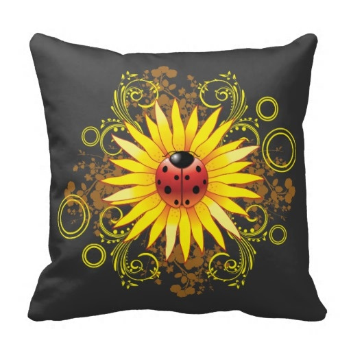 Ladybug Sunflower Design Throw Pillow Covers Cover - brown hair w olives roblox