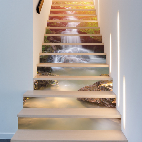 Details about   3D Waterfall Tree 1457NA Stair Risers Decoration Photo Mural Vinyl Wallpaper Fay 