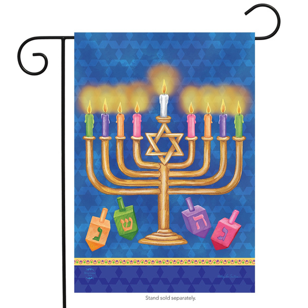 Happy Hanukkah Menorah Garden Flag Wish