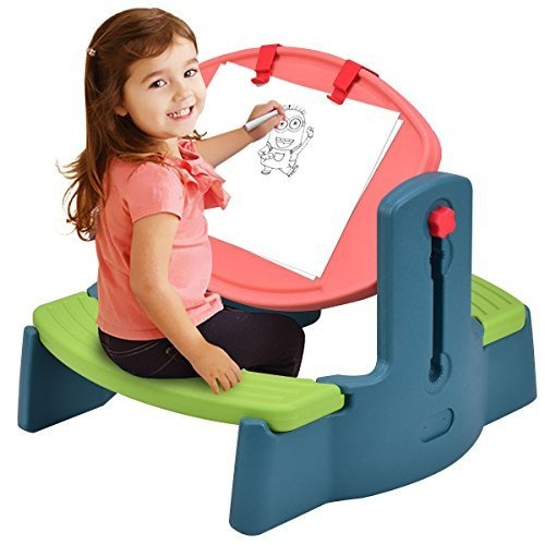 Costzon Kids Art Table Chair Set 2 In 1 Height Adjustable