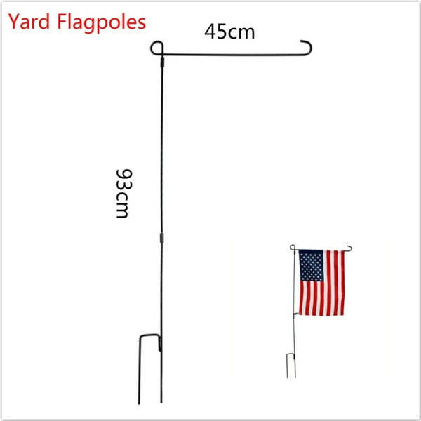 Yard Garden Flag Stand Flagpole Black Wrought Iron Small Flag