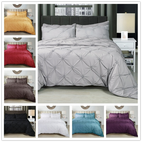 8 Colors Luxury Bedding Sets Pinch Pleat Twin Queen King Size