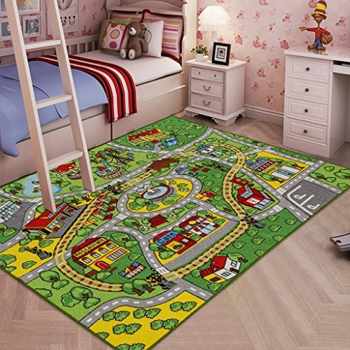 52x 74 Car Rug Play Mat for Kidrooms,Playroom and Classroom,Safe and Fun Play Rug for Boys and Girls citymap-1319 JACKSON Large Kid Rug for Toy Cars,Car Rug Carpet with Non-Slip Backing