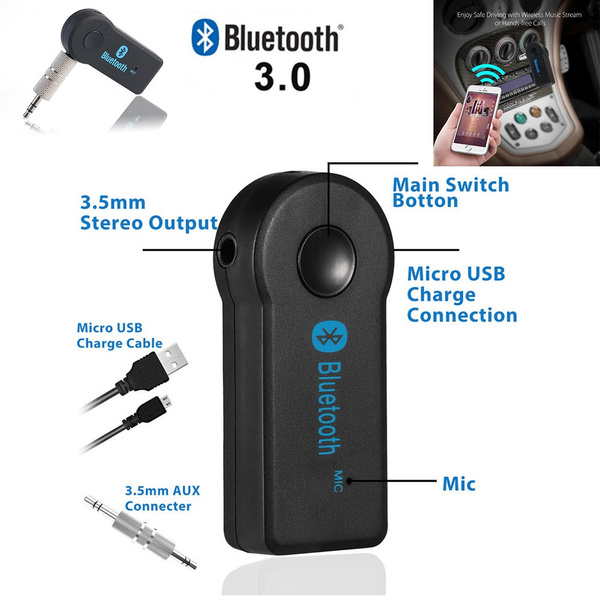 Wireless Bluetooth 3.5mm AUX Audio Stereo Music Home Car Receiver Adapter Mic