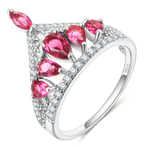 Platinum Plated 925 Sterling Silver Rings w// Natural Pink Sapphires