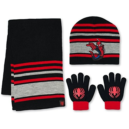 Marvel Spiderman Boys Set Hat Scarf and Gloves Winter