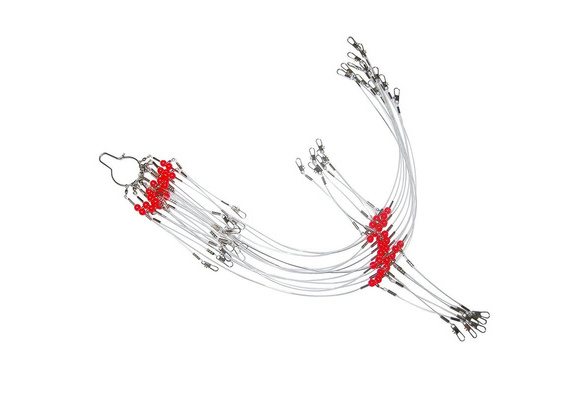 12pcs Fishing Leader Wire Rigs Swivels Snap Beads Arms Fishing Lure Tackle