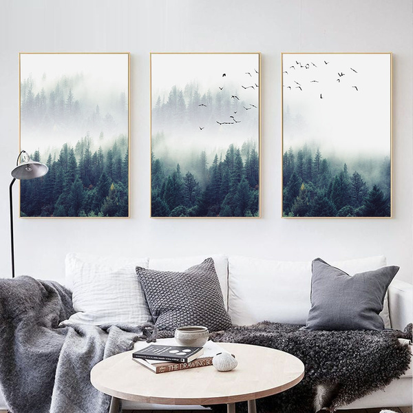 Canvas Prints Nordic Forest Landscape Art Decorative Painting Poster Wall Decor