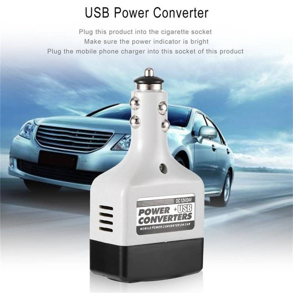 USB Car Mobile Converter Inverter Adapter DC 12V//24V to AC 220V Charger Power
