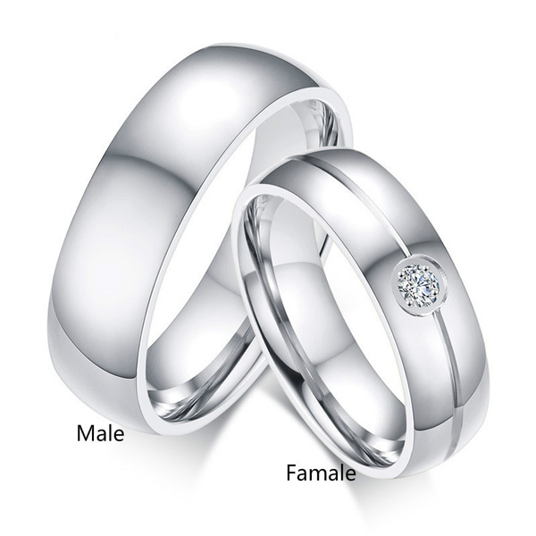 Stainless Steel Engagement Ring with Large CZ in 8 Sizes R43