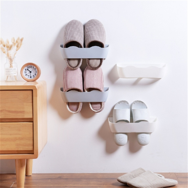 Novelty Wall-Mounted Sticky Hanging Shoe Hook Shelf Rack Shoes Holder Storage