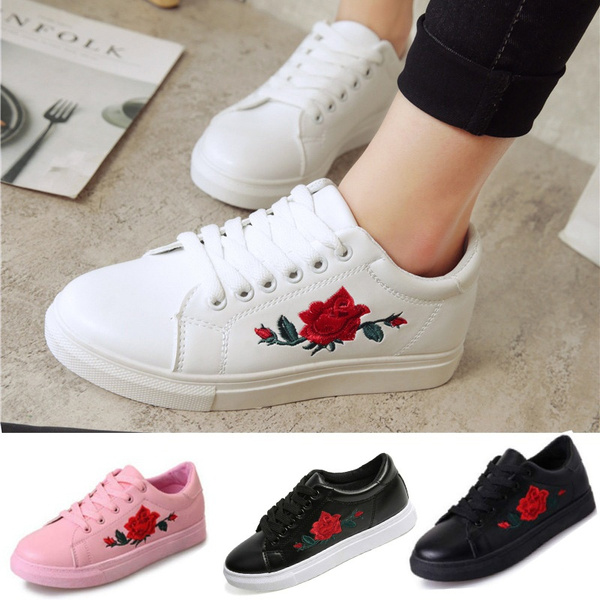 Womens Ladies Lace Up Flower 