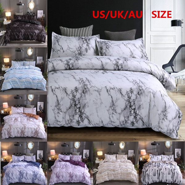 2018 New 2 3pcs 9 Colors Duvet Cover Marble Bedding White Quilt