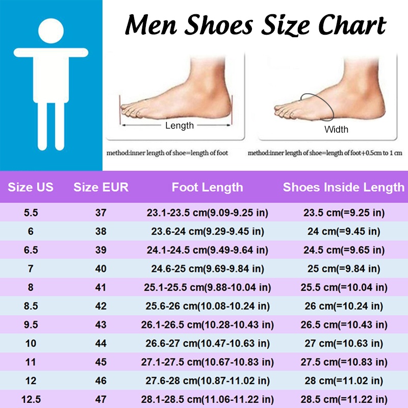 25.5 cm shoe size men's
