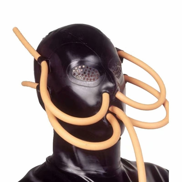 Latex Rubber Mask Hood Mask With Breathing Tube Gummi 0 4mm Wear