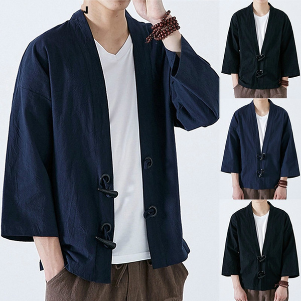 INCERUN Men 100/%Cotton Coat Japanese Kimono Yukata Jacket Vintage Loose Cardigan