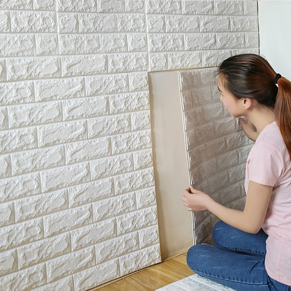 10PACK 3D Waterproof Tile Brick Wall Sticker Self-adhesive Foam Panel 60*60cm AS
