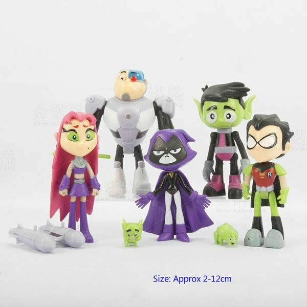 7PCS/Set Teen Titans PVC Action Figures Go Robin Cyborg Raven Beast Boy Kids Toy