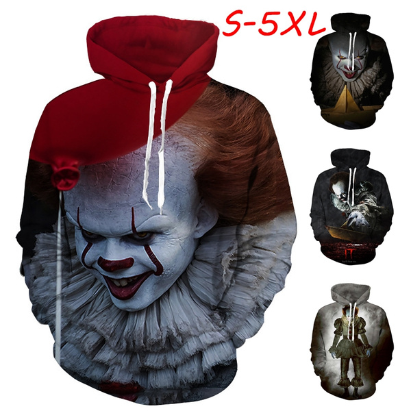 MaRlauy Shop Men Hoodie Pennywise 3D Joker Print Pullovers Sweatshirt