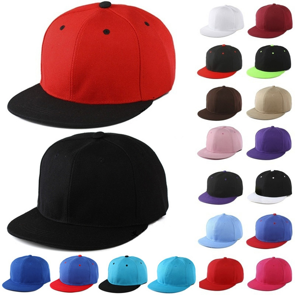 Unisex Solid Color Blank Plain Snapback Hats Hip-Hop Baseball Caps Bboy Caps