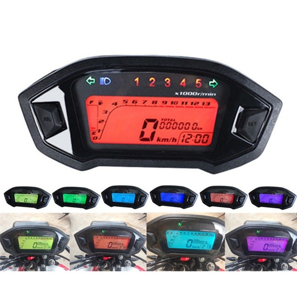LCD Digital Motorcycle Odometer SpeedometerTachometer Gauge Backlight Instrument