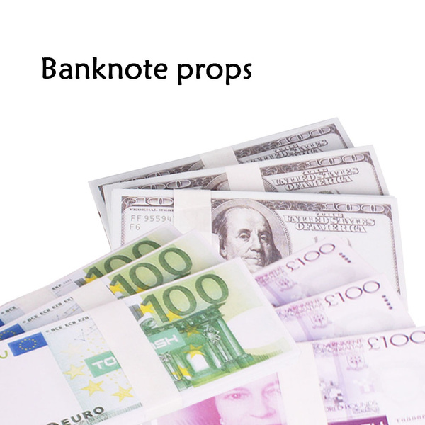 100pcs Banknote Props Toy Counterfeit Banknote Paper Prop Money With 100 Euro Dollar Pound Sterling Total 10000 Full Print Stack For Movie Tv - 
