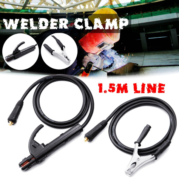 300A 1.5M Electrode Holder Stick Welders Ground Clamp Set Welding Rod Stinger