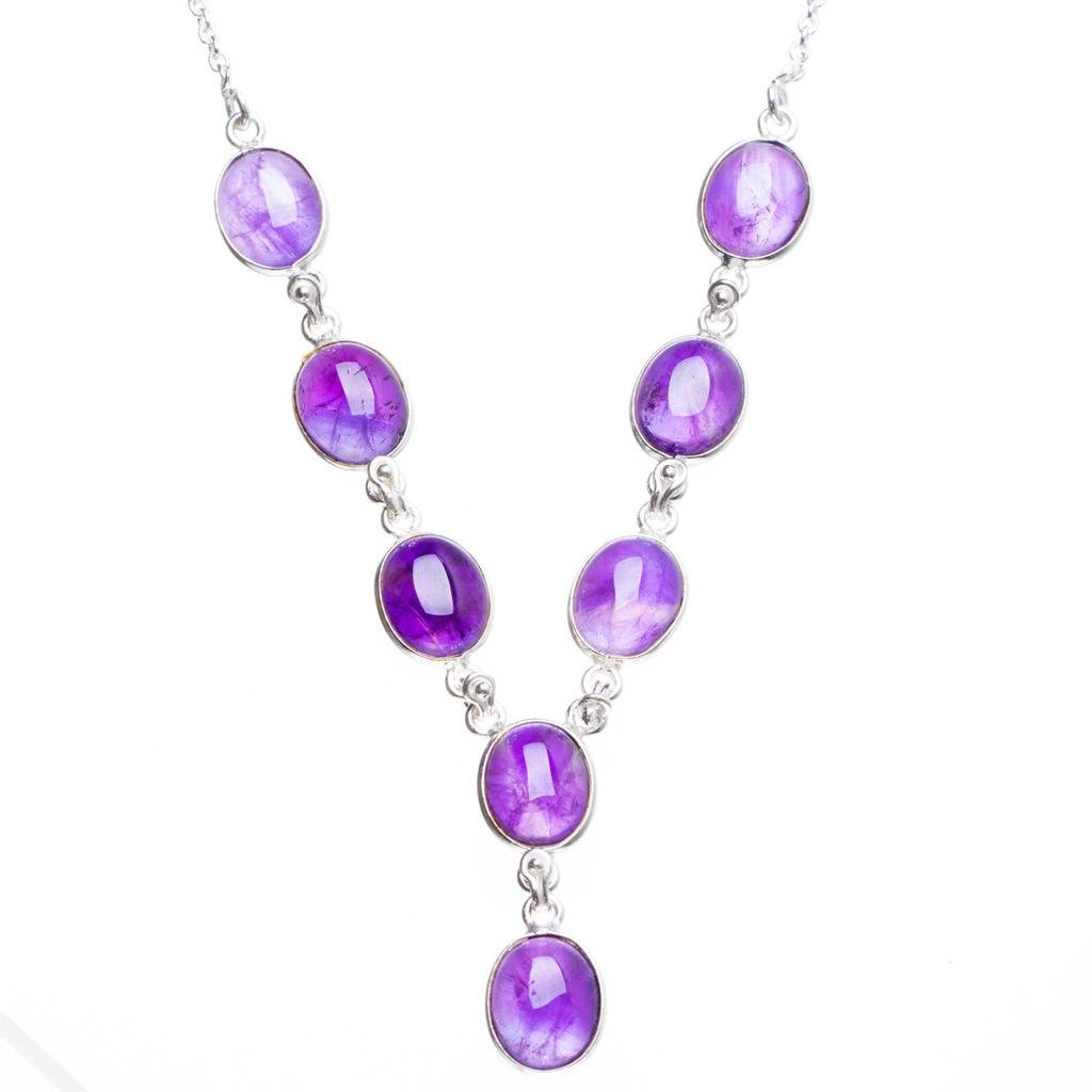 Natural Amethyst Handmade Unique 925 Sterling Silver Necklace17.75+1 ...