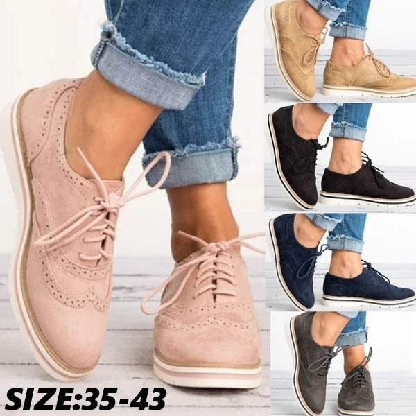 women's lace up perforated oxfords shoes plus size casual shoes