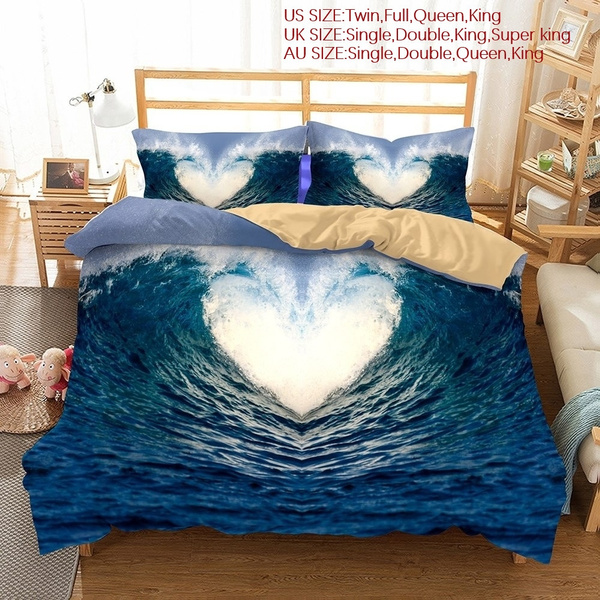 Beautiful Beach Scenery Series Heart Shaped Sea Wave 3d Bedding