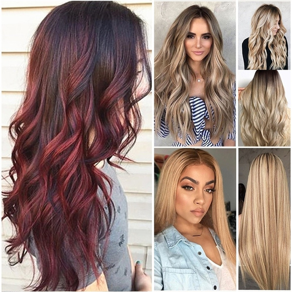 3 Color Blonde Ombre Long Straight Hair Blond Mixed Color Gradient Curly  Wig Synthetic Hair Party Wigs | Wish