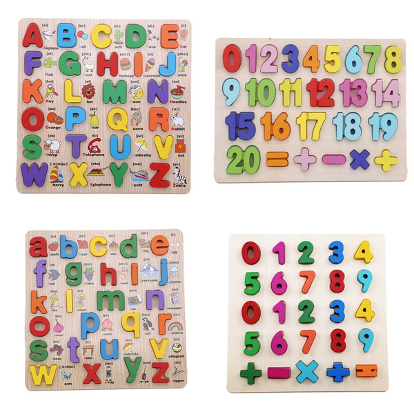 Wooden Puzzle Toy Colorful English Alphabet/Number Children Jigsaw Kids Learning