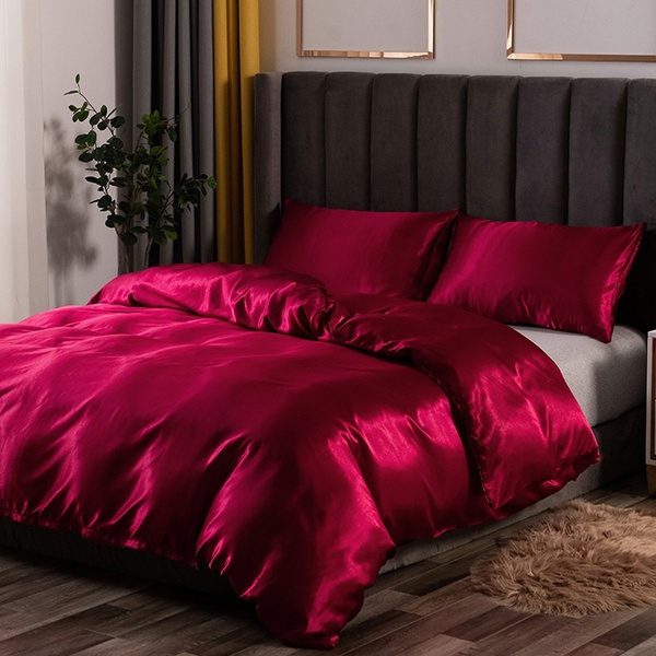 Super Romantic Purple Luxury Satin Silk Bedding Set For Nude Sleep