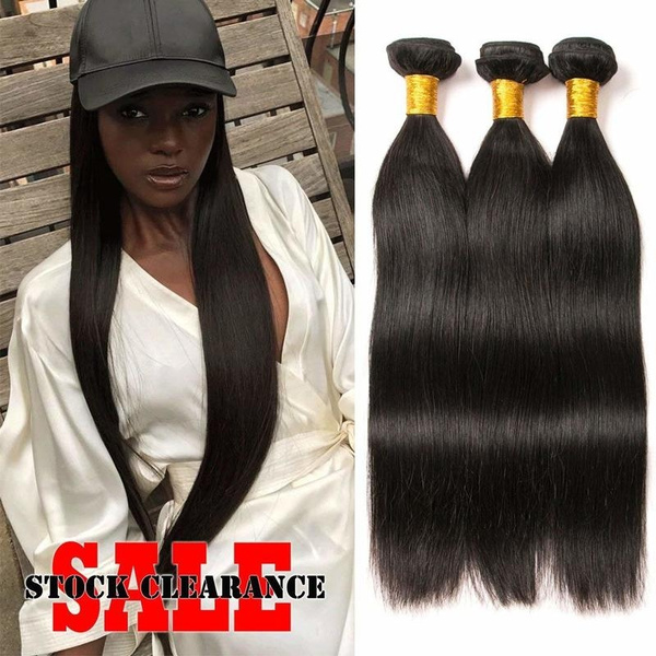 18 20 22 Inches 3 Bundles Of Brazilian Hair Straight 100 Precent Virgin Human Hair Extensions Deal Blend Length Sew In Weave Weft Short Natural 1b Can